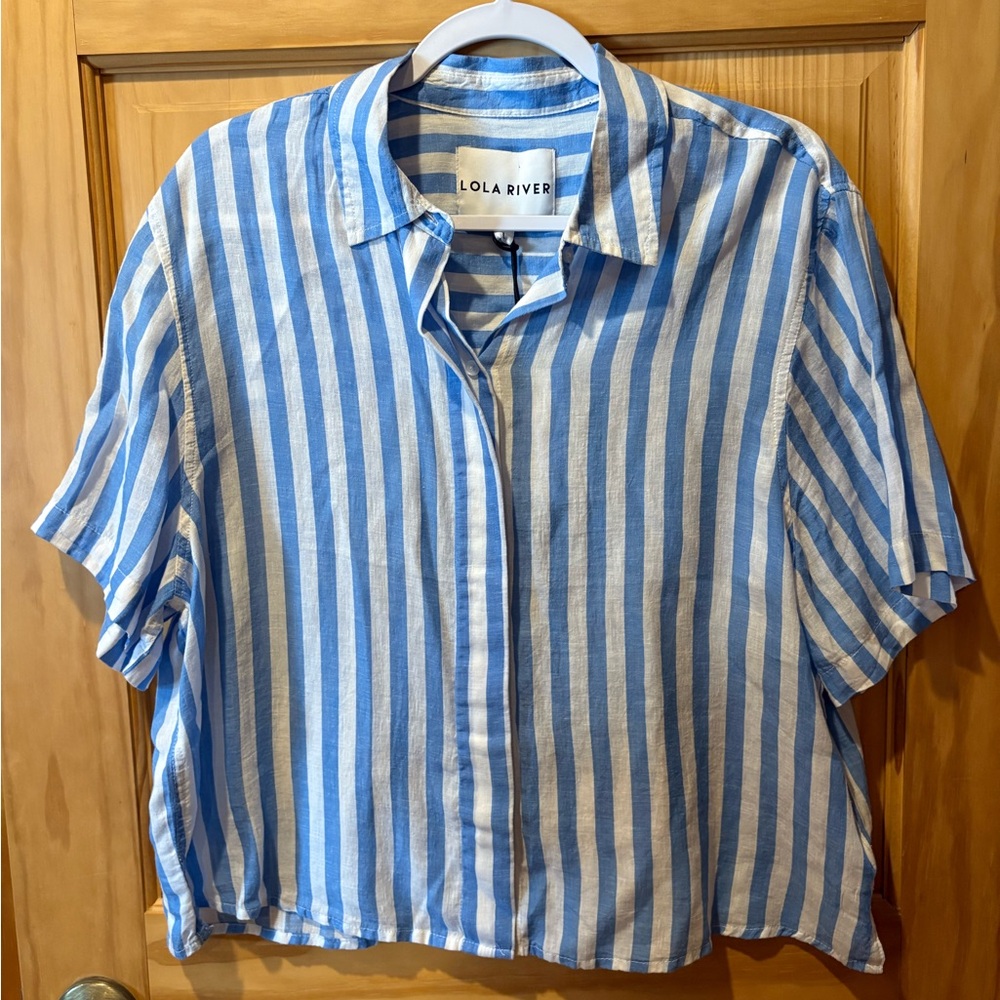 Lola River Blue & White Striped Button-Down Shirt
